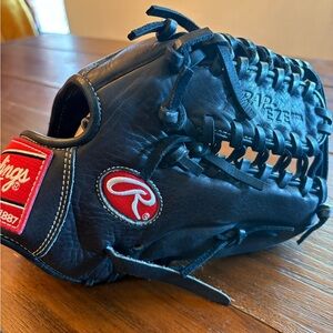 Rawlings Black Leather Baseball Glove with Red Logo